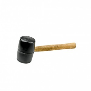 Киянка (молоток резиновый черный) с деревянной ручкой 90мм 