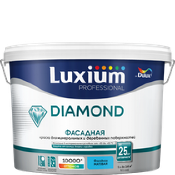 Краска LUXIUM Prof Diamond Фасадная Гладкая мат BC 9л