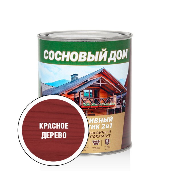 СОСНОВЫЙ ДОМ декор.-защитный состав (0,8л; 6шт) красное дерево