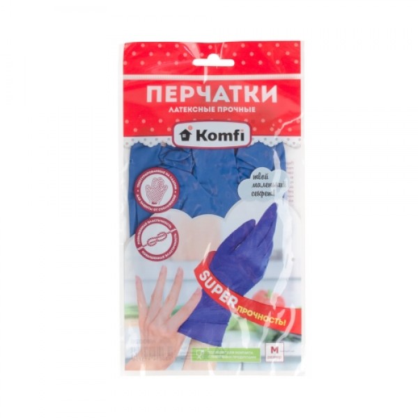 Перчатки латексные KOMFI прочные L 1 пара (144/12)