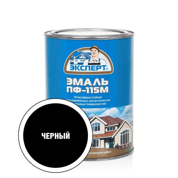 ЭКСПЕРТ Эмаль ПФ-115М глянц.черная (0,8кг; 6 шт) "