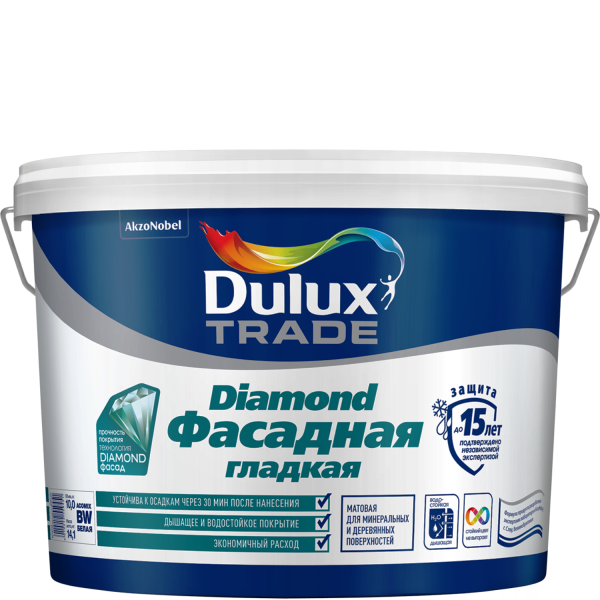 Краска DULUX TRADE Фасадная Гладкая 5л матовая белая BW