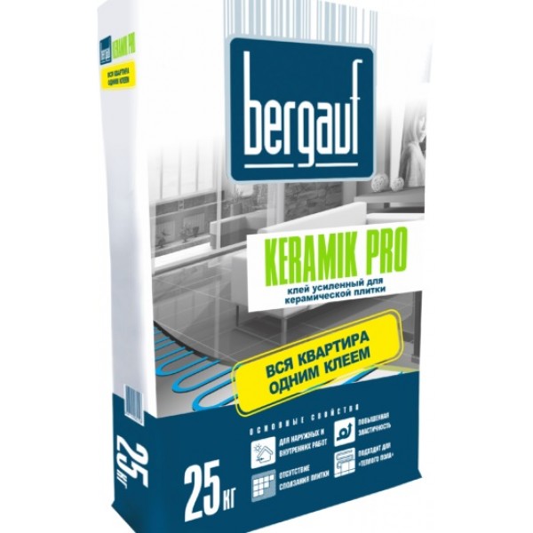 Клей усиленный для керамический плитки Bergauf Keramik PRO 25 кг/ Республика Беларусь