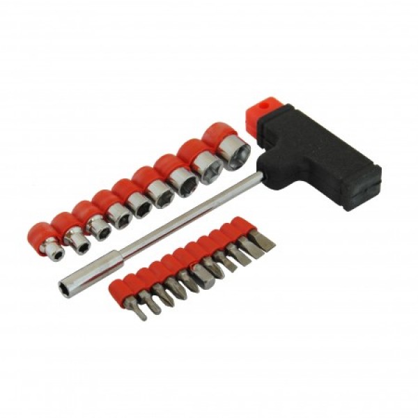 Головка  торцевая с ручкой Т22  (набор 23шт: биты 1/4"+головки TORX)