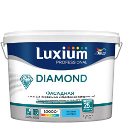 Краска LUXIUM Prof Diamond Фасадная Гладкая мат BW 9л Краска LUXIUM Prof Diamond Фасадная Гладкая мат BW 9л