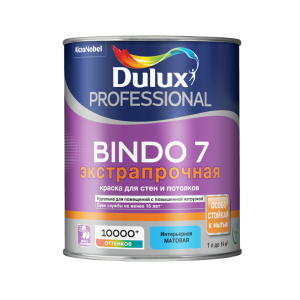 Краска DULUX Prof Bindo 7 матовая 1л для стен и потолков белая BW