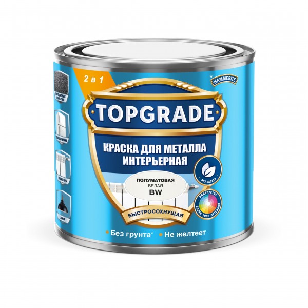 Краска TOPGRADE для металла интерьерная BW 0,5л