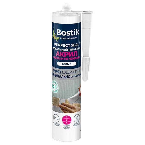 Герметик BOSTIK Perfect Seal ИДЕАЛЬНЫЙ Акрил Мокрым по мокрому 300 ML белый