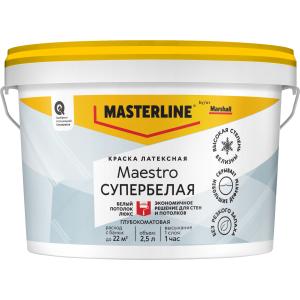 Краска MASTERLINE Maestro Белый Потолок Люкс глуб/мат 2,5 л