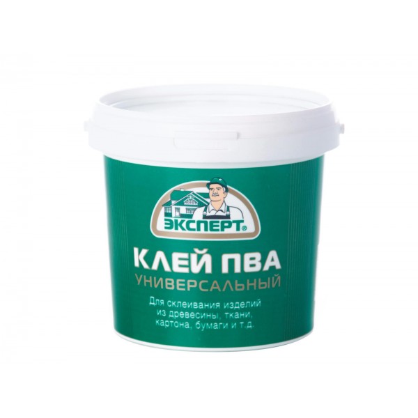  Клей ПВА универсальный ЭКСПЕРТ для изделий из древисины, обоев, ткани, картона (-30С⁰), 0,9кг