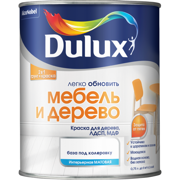 Краска DULUX Мебель и Дерево 2л  белая BW