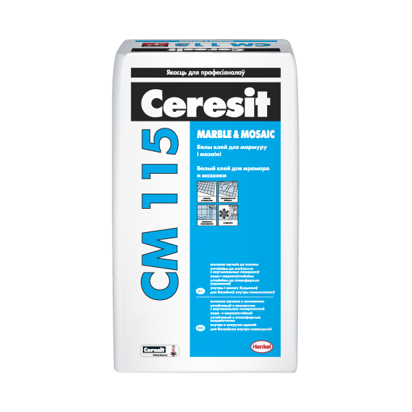 Ceresit CM115 сухая облицовочная смесь для мрамора и мозаики 25кг