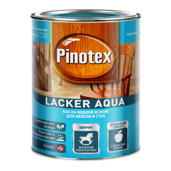 Лак для дерева на водной основе PINOTEX Lacker Aqua (пинотекс лакер аква) ГЛЯНЦЕВЫЙ (70) 1л