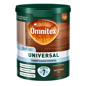 Пропитка для дерева OMNITEX Universal 2 в 1 Индонез тик 0,9л