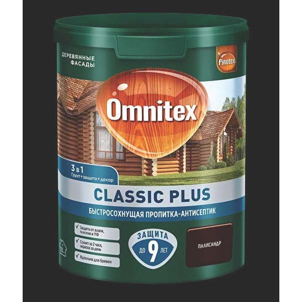 Пропитка-антисептик OMNITEX Classic Plus 3 в 1, Тиковое дерево 2,5л