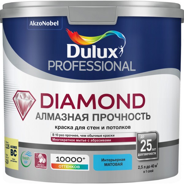 Краска DULUX Professional Diamond маtt BC 2.25л