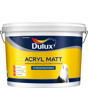 Краска DULUX Acryl Matt 9л интерьерная глубокоматовая белая BW ссп