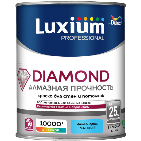 Краска LUXIUM Prof Diamond матовая BW 1л