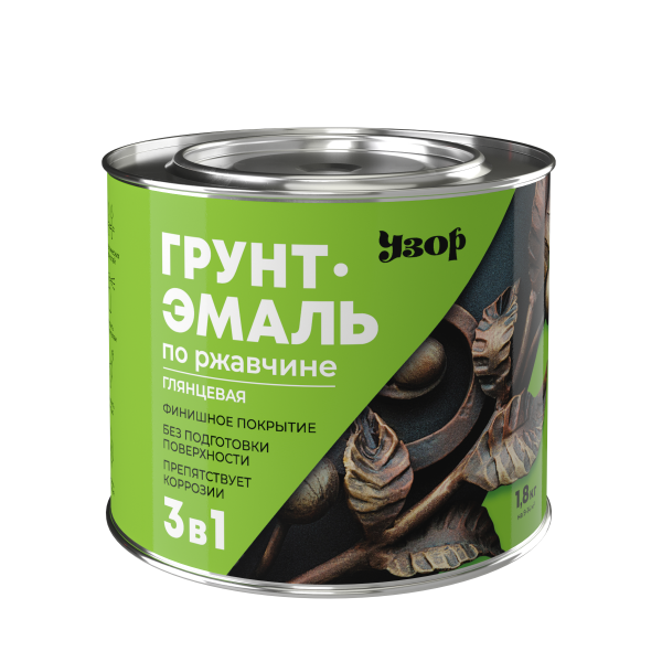 САЙВЕР Грунт-эмаль по ржавч 3в1 "УЗОР" глянц черная (0,8 кг; 14шт)